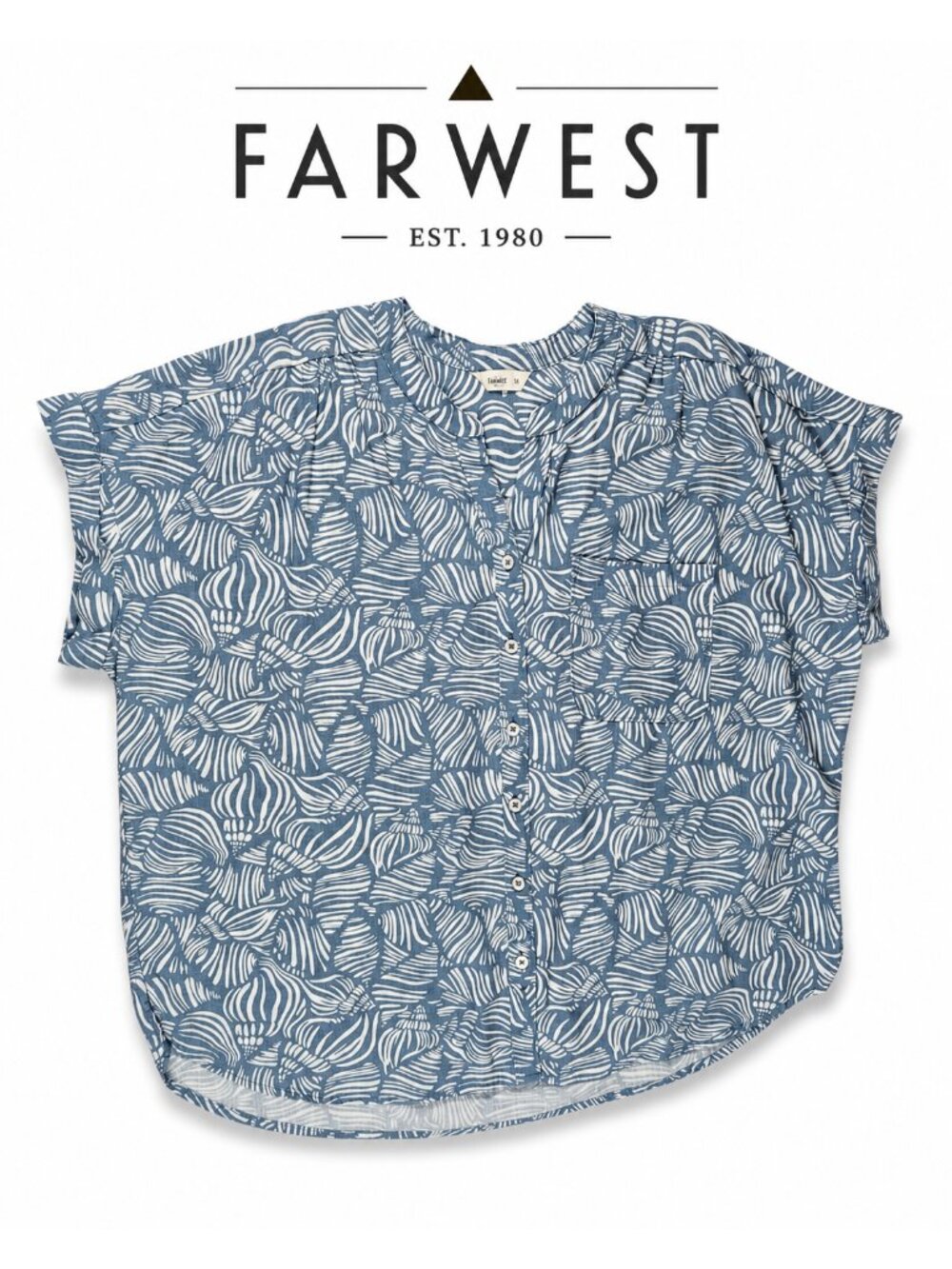 FARWEST Leaf Print Button Front Blouse ~ Size XXL